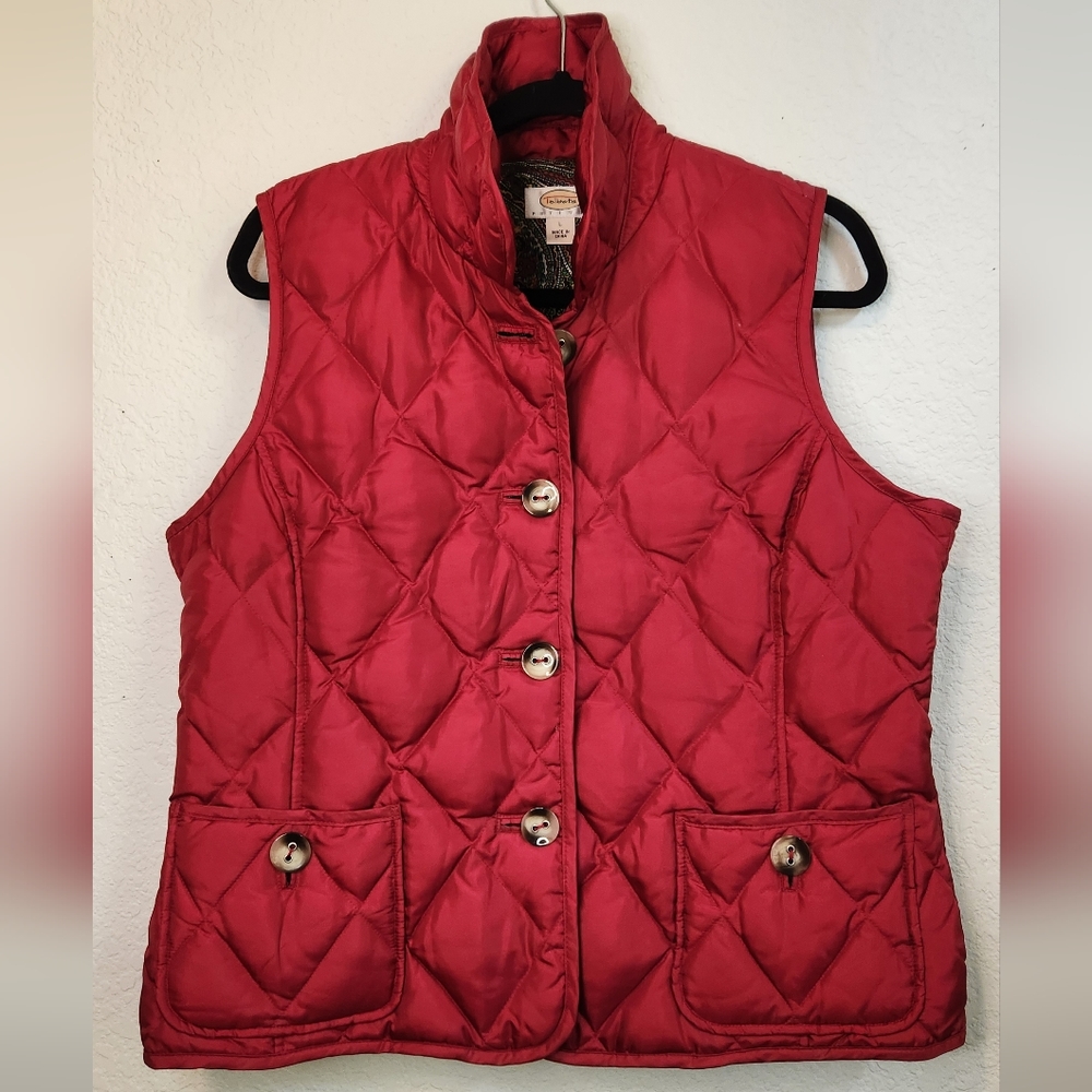 Talbots Red Duck Down Vest, Size Petite L